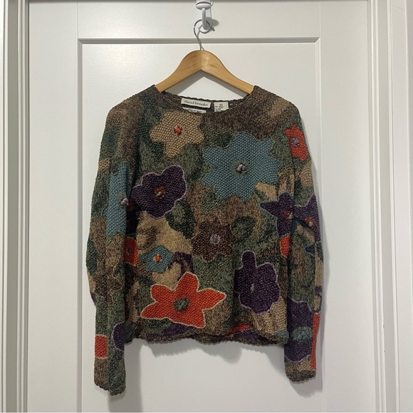 DAVID BROOKS - Hand Knit - Floral Print Sweater - Women’s M - Picture 4 of 12